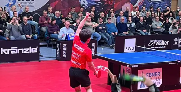 Bild: Tomokazu Harimoto sorgte am Mittwoch für den ersten Punkt des Abends. (©myTT)