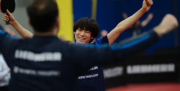 Bild: Shunsuke Togami und die TTF Liebherr Ochsenhausen hatten wieder Grund zur Freude (©Schaal)