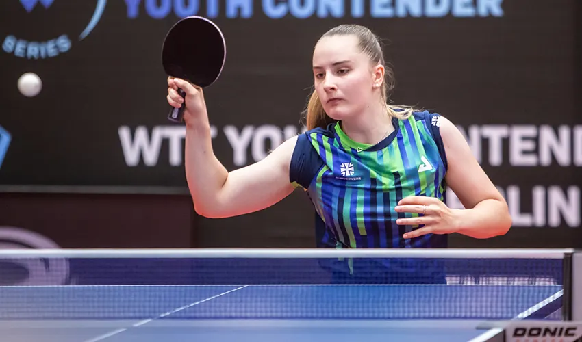 Tischtennisspielerin Sophia Klee, WTT Feeder Berlin 2026, Vorhand-Topspin
