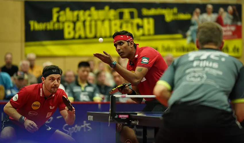 TImo Boll und Kamal Achanta bestritten 2023 das Schlussdoppel (©TTV Stadtallendorf)