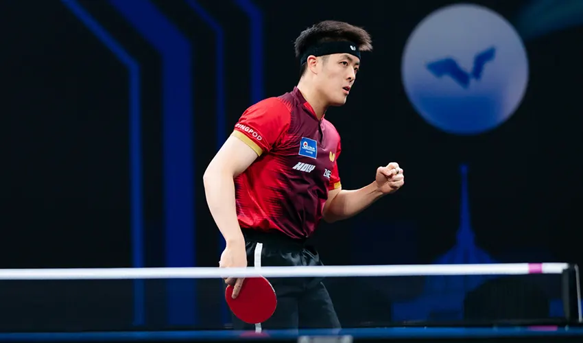 Starke Nerven: Dang Qiu drehte im Viertelfinale einen 0:2-Rückstand gegen Teamkollegen Kanak Jha. (©WTT)