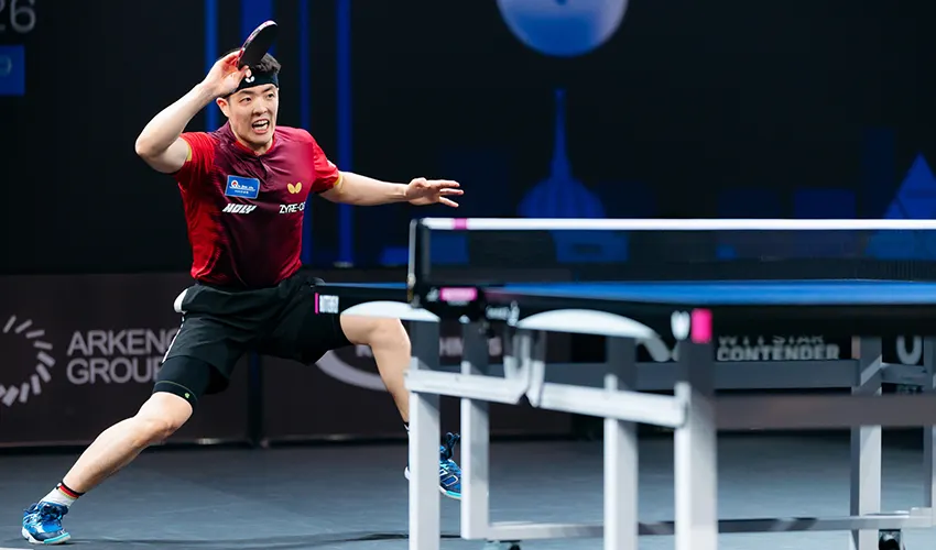 Nach seinem 3:1-Sieg gegen den Chinesen Li Tianyang steht Dang Qiu im Finale des Star Contender Astana. (©WTT)