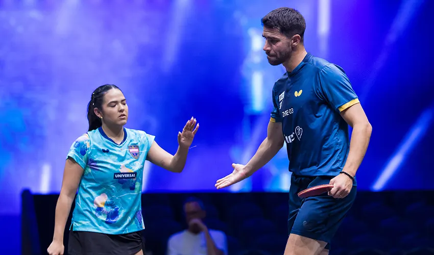 Patrick Franziska, Adriana Diaz, Abklatschen, WTT